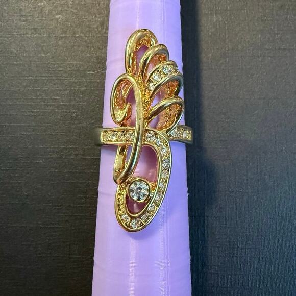 TJ Fallon Jewelry Swirl & Rhinestone Statement Ring size 8.75 - Picture 1 of 7